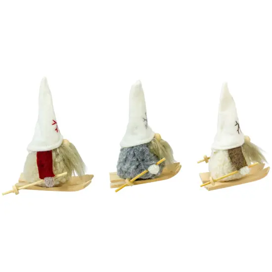 Northlight Set of 3 Skiing Gnomes Christmas Ornaments 4.5" White {7}
