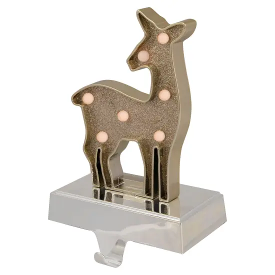 Northlight LED Lighted Reindeer Christmas Stocking Holder - 7.5" - Gold Finish {4}
