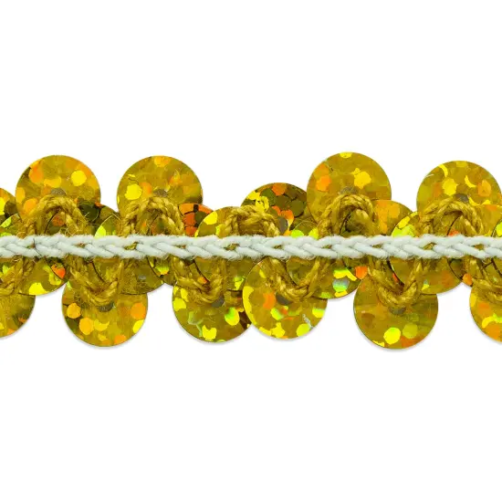 10 yards of 1 Row 3/8" Starlight Hologram Stretch Sequin Trim | 10 yard cut Gold {3}