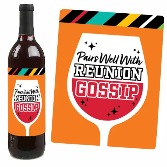 Big Dot of Happiness Still Got Class - High School Reunion Party Decorations for Women and Men - Wine Bottle Label Stickers - Set of 4 {7}