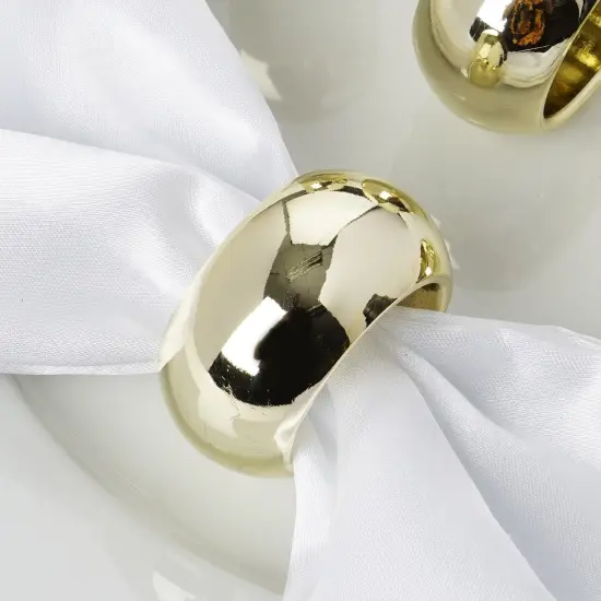 12-Pieces Acrylic Napkin Rings Set Gold {2}