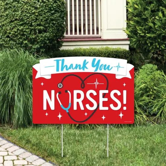 Big Dot of Happiness Thank You Nurses - Nurse Appreciation Week Yard Sign Lawn Decorations - Party Yardy Sign {1}