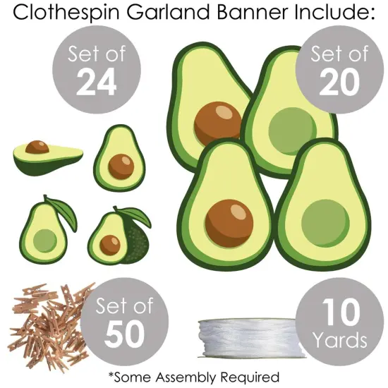 Big Dot of Happiness Hello Avocado - Fiesta Party DIY Decorations - Clothespin Garland Banner - 44 Pieces {6}