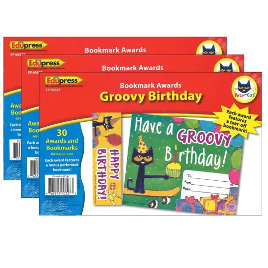 Pete the Cat Groovy Birthday Bookmark Awards, 30 Per Pack, 3 Packs {2}