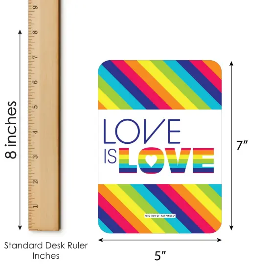 Big Dot of Happiness Love is Love - Pride - Bar Bingo Cards and Markers - Rainbow Party Shaped Bingo Game - Set of 18 {6}