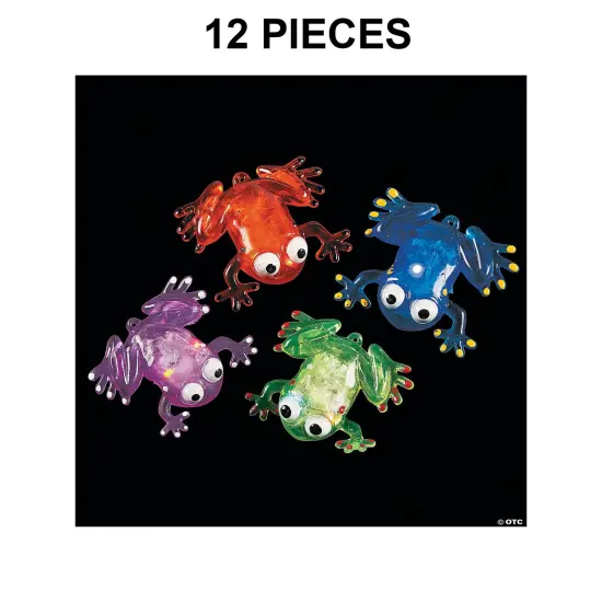 3" Flashing Squishy Red, Green, Purple & Blue Frogs with Beads - 12 Pc. {1}