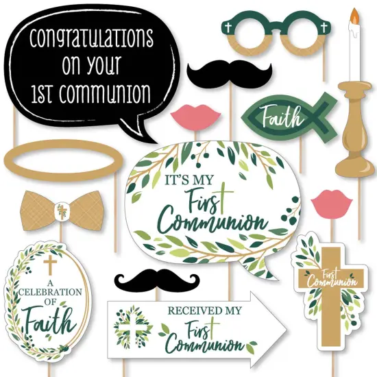 Big Dot of Happiness First Communion Elegant Cross - Religious Party Photo Booth Props Kit - 20 Count {1}