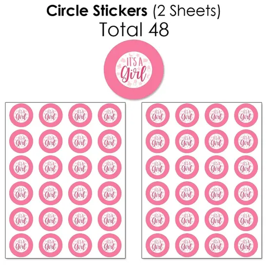 Big Dot of Happiness It's A Girl - Mini Candy Bar Wrappers, Round Candy Stickers & Circle Stickers - Pink Baby Shower Candy Favor Sticker Kit -304 Pcs {7}