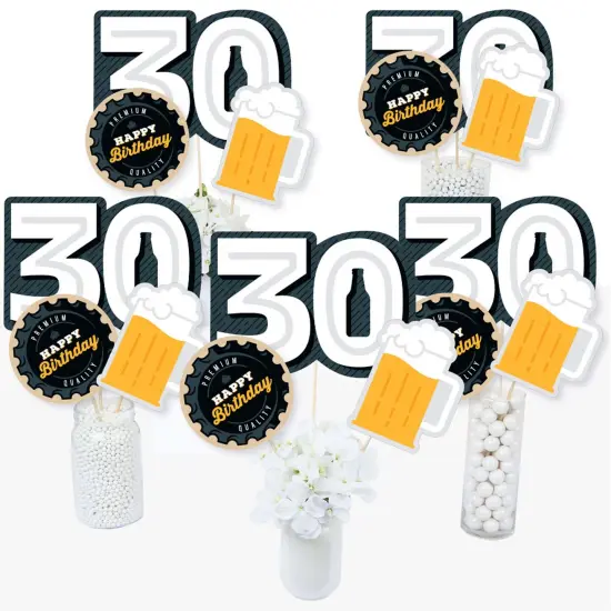 Big Dot of Happiness Cheers and Beers to 30 Years - 30th Birthday Party Centerpiece Sticks - Table Toppers - Set of 15 {3}