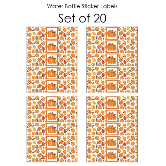 Big Dot of Happiness Fall Pumpkin - Halloween or Thanksgiving Party Water Bottle Sticker Labels - Set of 20 {4}
