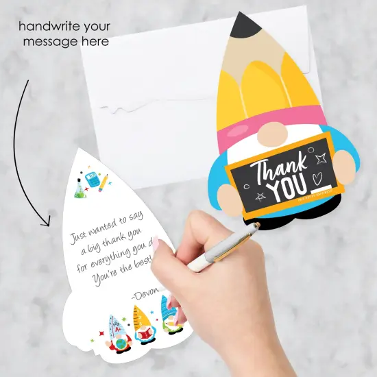 Big Dot of Happiness School Gnomes - Shaped Thank You Cards - Teacher and Classroom Decorations Thank You Note Cards with Envelopes - Set of 12 {3}