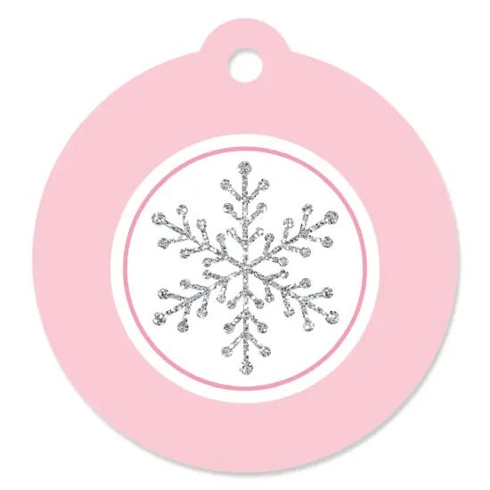 Big Dot of Happiness Pink Winter Wonderland - Holiday Snowflake Birthday Party or Baby Shower Favor Gift Tags (Set of 20) {1}