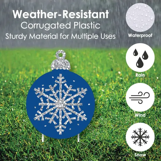 Big Dot of Happiness Blue and Silver Ornaments Lawn Decorations - Outdoor Holiday and Christmas Yard Decorations - 10 Piece {6}