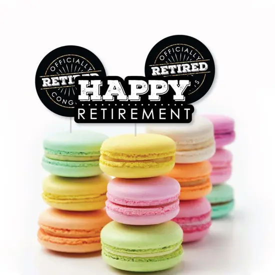 Big Dot of Happiness Happy Retirement - Dessert Cupcake Toppers - Retirement Party Clear Treat Picks - Set of 24 {6}