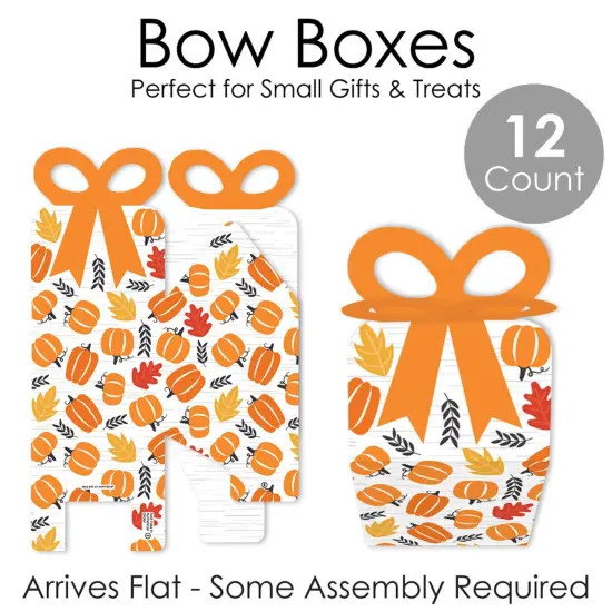 Big Dot of Happiness Fall Pumpkin - Square Favor Gift Boxes - Halloween or Thanksgiving Party Bow Boxes - Set of 12 {7}