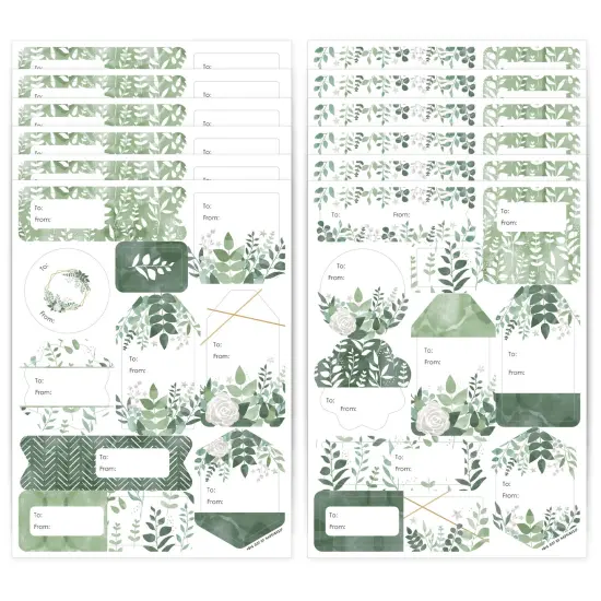 Big Dot of Happiness Boho Botanical - Assorted Greenery Party Gift Tag Labels - To and From Stickers - 12 Sheets - 120 Stickers {1}