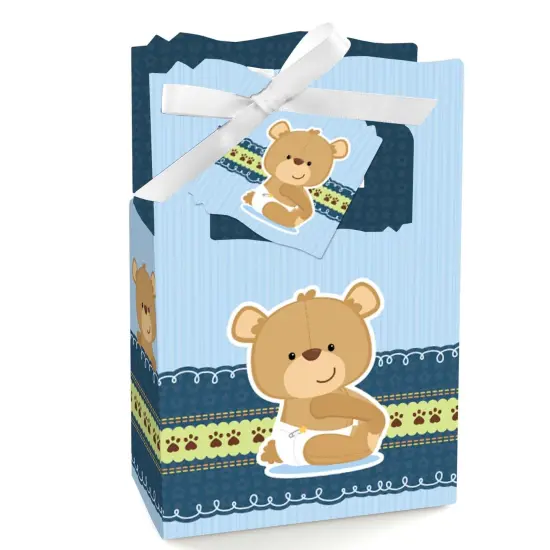 Big Dot of Happiness Boy Baby Teddy Bear - Baby Shower or Birthday Party Favor Boxes - Set of 12 {1}