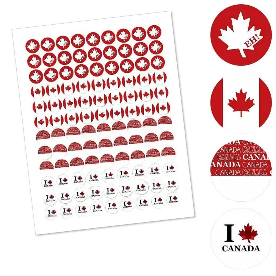 Big Dot of Happiness Canada Day Party Round Candy Sticker Favors - Labels Fits Chocolate Candy (1 sheet of 108) {3}