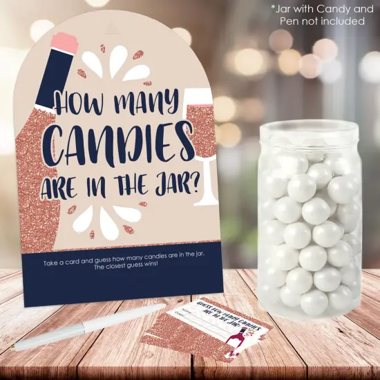 Big Dot of Happiness But First, Wine - How Many Candies Wine Tasting Party Game - 1 Stand and 40 Cards - Candy Guessing Game {3}