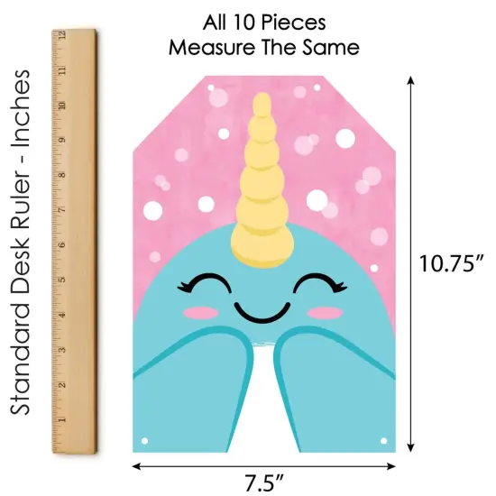 Big Dot of Happiness Narwhal Girl - Hanging Vertical Paper Door Banners - Under The Sea Baby Shower Birthday Party Wall Decor Kit - Indoor Door Decor {7}