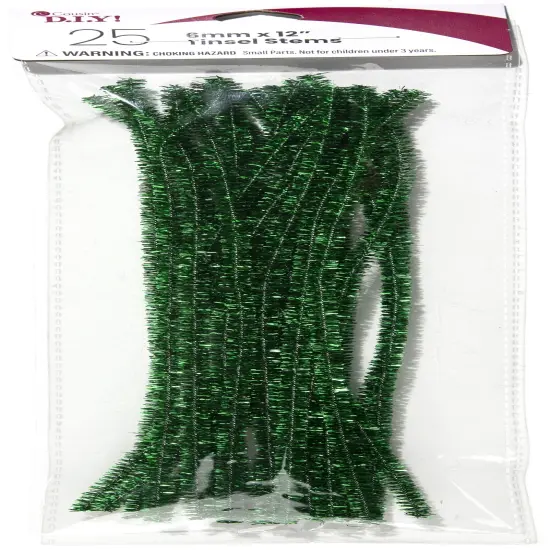 CousinDIY Tinsel Stems 6mmx12" 25/Pkg-Green {1}