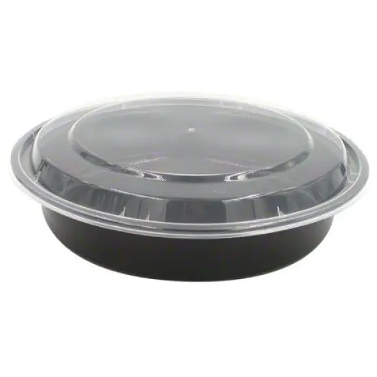 Northlight 150-Count48 oz. Black Microwavable Plastic Take Out Container with Clear Lid {3}