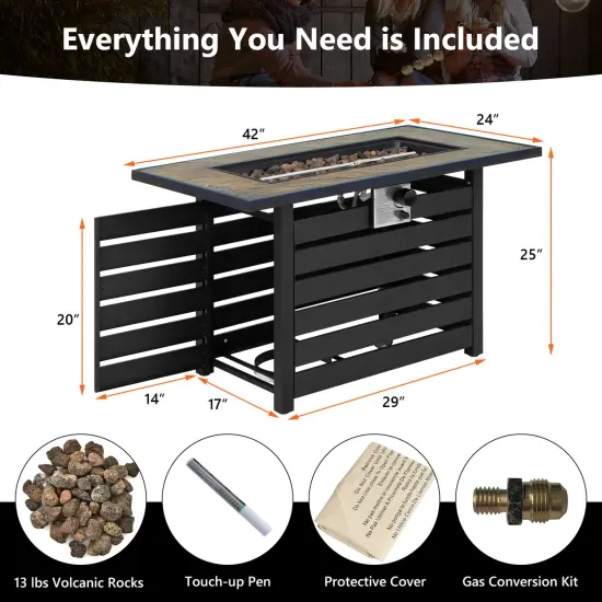 42 Inch 50000 Btu Propane Fire Pit Table With Ore Powder Surface {5}