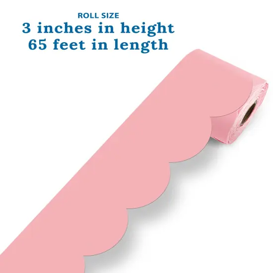 Carson Dellosa 65Ft of Dusty Rose Bulletin Board Borders, 1 Roll of Pink Scalloped Trim for Rolling Whiteboard, Cork and Posterboard, Party, Easter, Spring Decorations, and Classroom Decor {3}