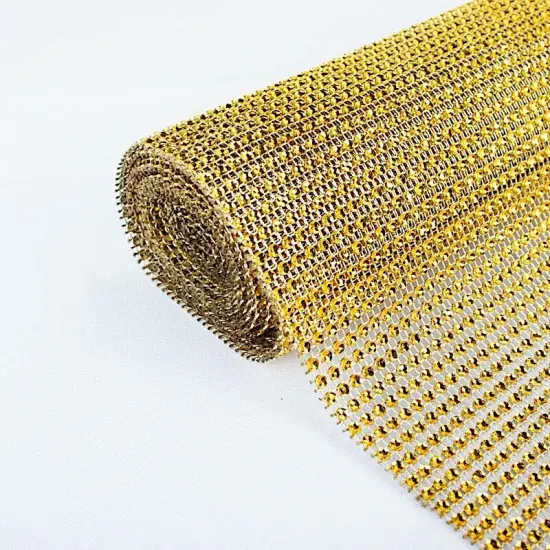 Crystal Rhinestone Table Runner Gold {5}