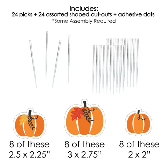 Big Dot of Happiness Fall Pumpkin - Dessert Cupcake Toppers - Halloween or Thanksgiving Party Clear Treat Picks - Set of 24 {7}