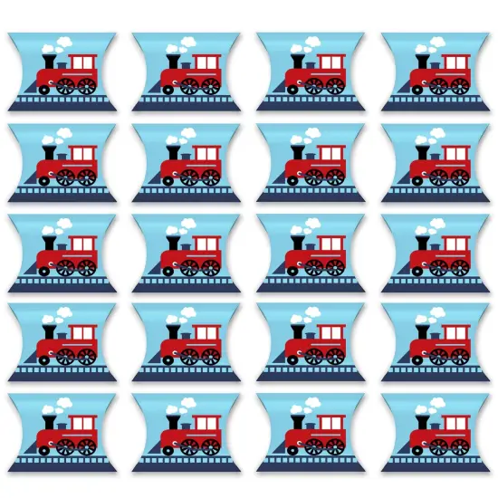 Big Dot of Happiness Railroad Party Crossing - Favor Gift Boxes - Steam Train Birthday Party or Baby Shower Petite Pillow Boxes - Set of 20 {6}