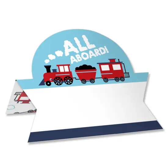 Big Dot of Happiness Railroad Party Crossing - Steam Train Birthday Party or Baby Shower Tent Buffet Card - Table Setting Name Place Cards - Set of 24 {1}