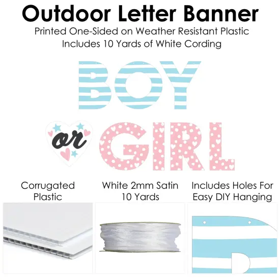 Big Dot of Happiness Baby Gender Reveal - Team Boy or Girl Party Decorations - Boy or Girl - Outdoor Letter Banner {6}