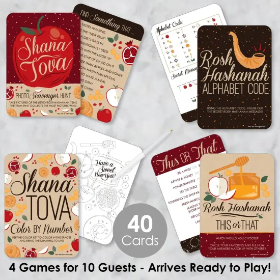 Big Dot of Happiness Rosh Hashanah - 4 New Year Party Games - 10 Cards Each - Gamerific Bundle {3}