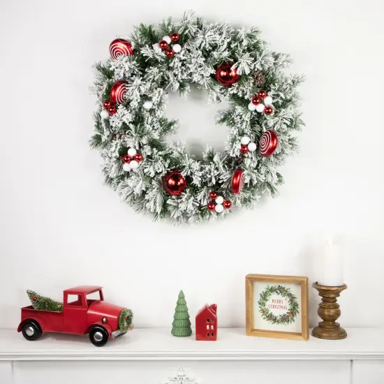 Northlight Shatterproof Ball Ornament Christmas Pick - 6.75" - Red and White {4}