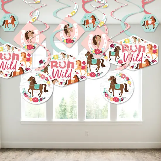 Big Dot of Happiness Run Wild Horses - Pony Birthday Party Hanging Decor - Party Decoration Swirls - Set of 40 {4}