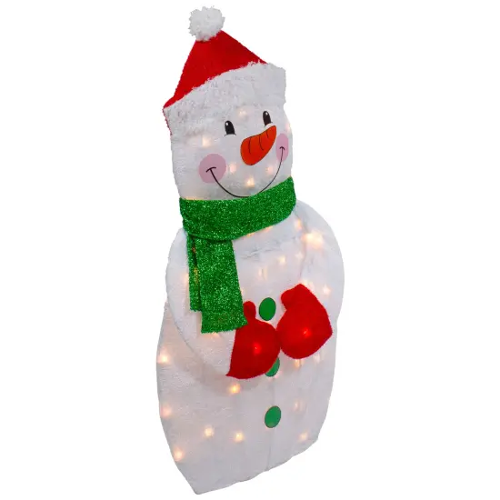 Northlight 32" Lighted 2D Chenille Snowman with Scarf Outdoor Christmas Decoration White {6}