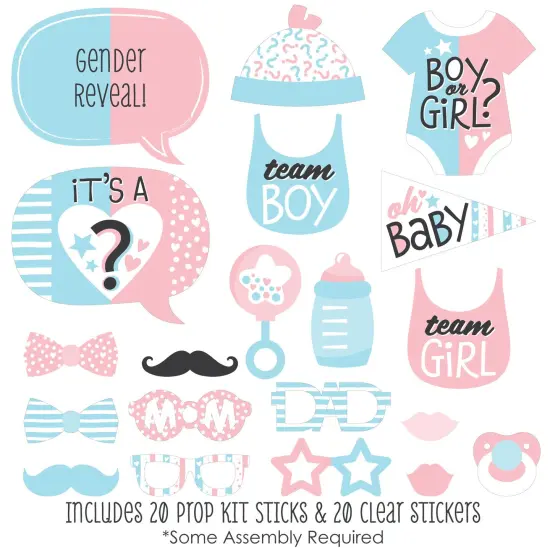 Big Dot of Happiness Baby Gender Reveal - Team Boy or Girl Party Photo Booth Props Kit - 20 Count {3}