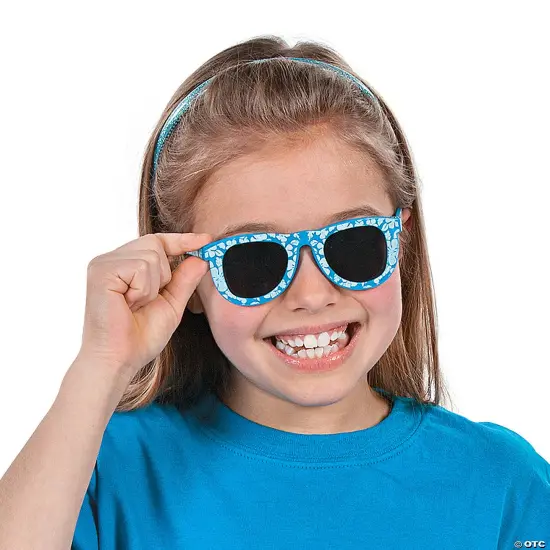 4 3/4" x 4 3/4" Kids Hibiscus Patterned Plastic Sunglasses 12 Pieces {5}