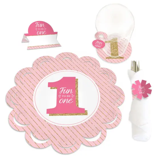 Big Dot of Happiness 1st Birthday Girl - Fun to be One - First Birthday Party Paper Charger and Table Decorations Chargerific Kit Place Setting for 8 {1}