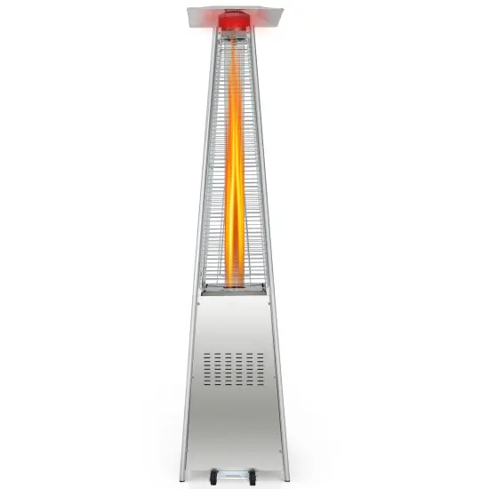 Silver 42000 BTU Pyramid Patio Heater with Wheels {1}