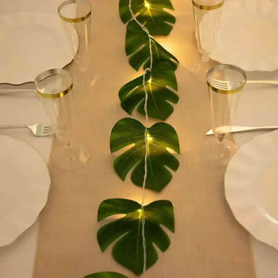 10 ft GREEN LED Artificial Monstera LEAVES Garland String Lights {3}