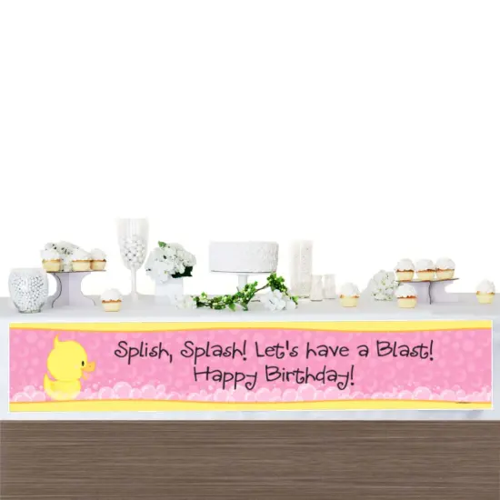 Big Dot of Happiness Pink Ducky Duck - Girl Happy Birthday Decorations Party Banner {4}