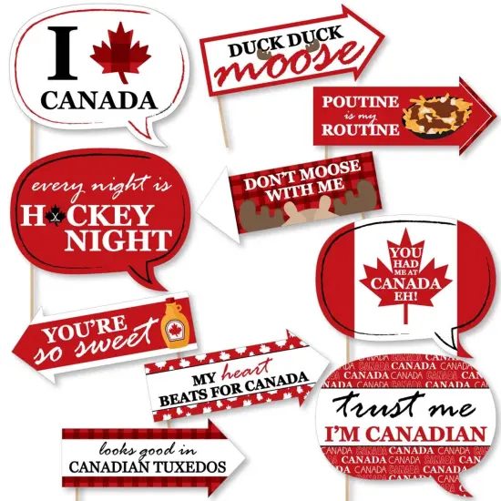 Big Dot of Happiness Funny Canada Day - Canadian Party Photo Booth Props Kit - 10 Piece {1}