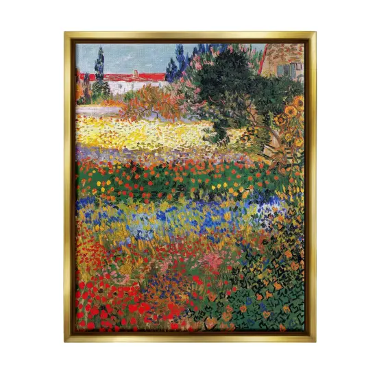 Stupell Industries Flower Garden Van Gogh Framed Floater Canvas Wall Art Gold Floater Frame {1}