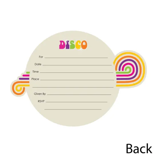 Big Dot of Happiness 70's Disco - Shaped Fill-in Invitations - 1970s Disco Fever Party Invitation Cards with Envelopes - Set of 12 {4}