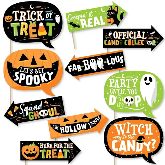 Big Dot of Happiness Funny Jack-O'-Lantern Halloween - Kids Halloween Party Photo Booth Props Kit - 10 Piece {1}