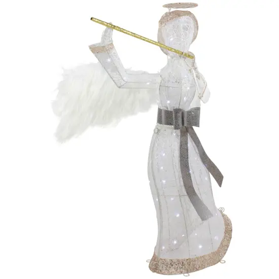 Northlight 36" LED Lighted Lace Angel with Flute Outdoor Christmas Decoration White {6}