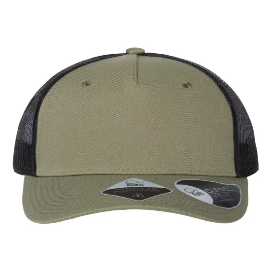 Atlantis Headwear&reg; Sustainable Five-Panel Trucker Cap Olive/ black {1}