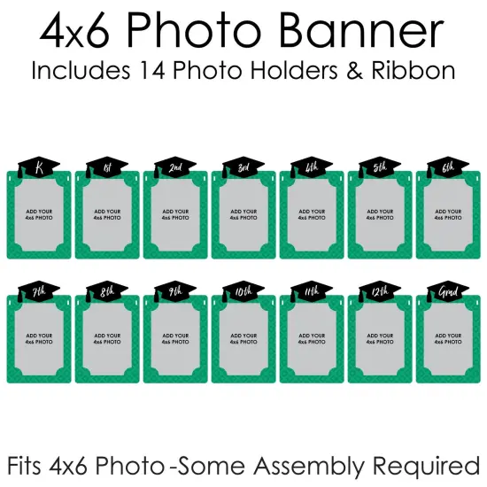 Big Dot of Happiness Green Grad - Best is Yet to Come - DIY Green Graduation Party Decor - K-12 School Picture Display - Photo Banner {6}